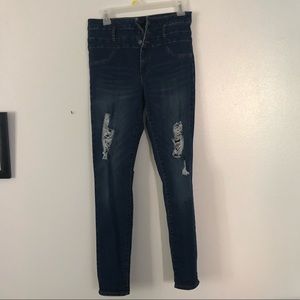 High waist distressed jeans